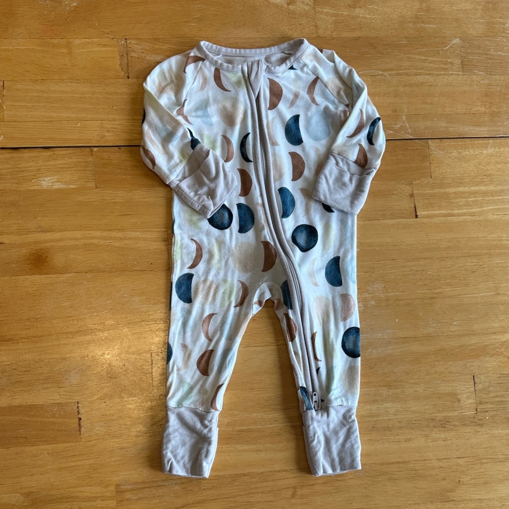 Little Sleepies Moon Phase Footie - Blue and Brown